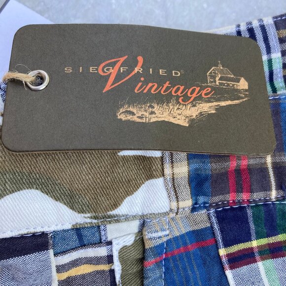 Siegfried Vintage Men's 11" Shorts NWT Madras Plaid Cargo Golf, Preppy, sz 38 - Picture 13 of 14